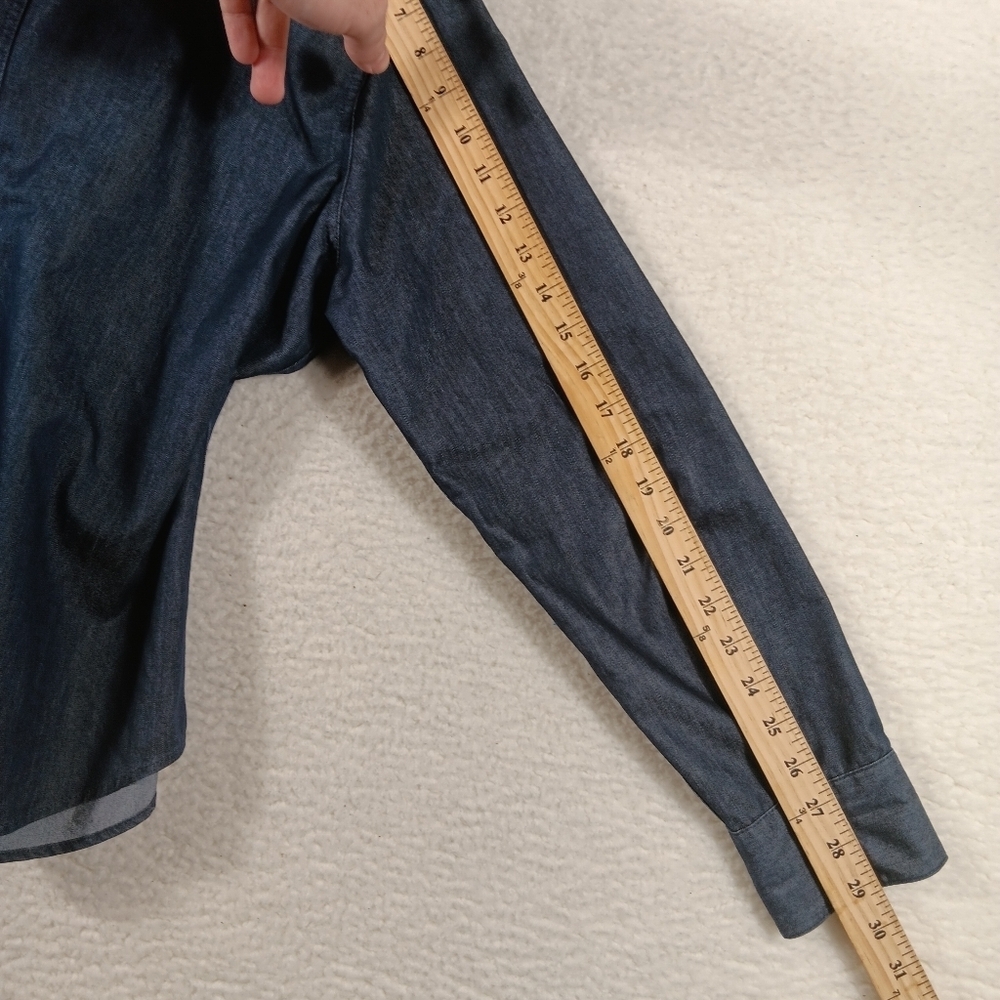 Vintage Gap Shirt Womens Large Blue Denim Pearl Snap Western Rodeo Flap Pocket - Picture 10 of 11